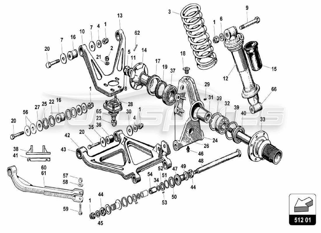 lamborghini miura p400s hinterradaufhängung teilediagramm