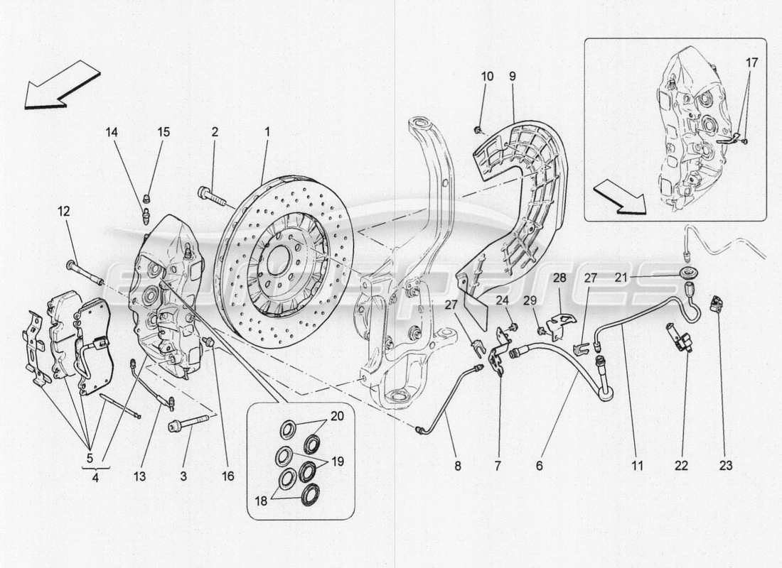 maserati qtp. v8 3.8 530bhp 2014 auto bremsvorrichtungen an den vorderrädern ersatzteildiagramm