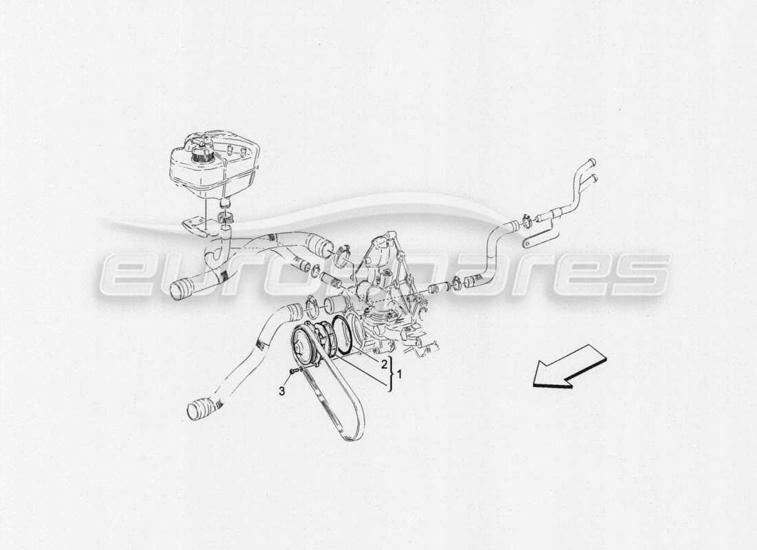 maserati granturismo special edition kühlsystem: wasserpumpe teilediagramm