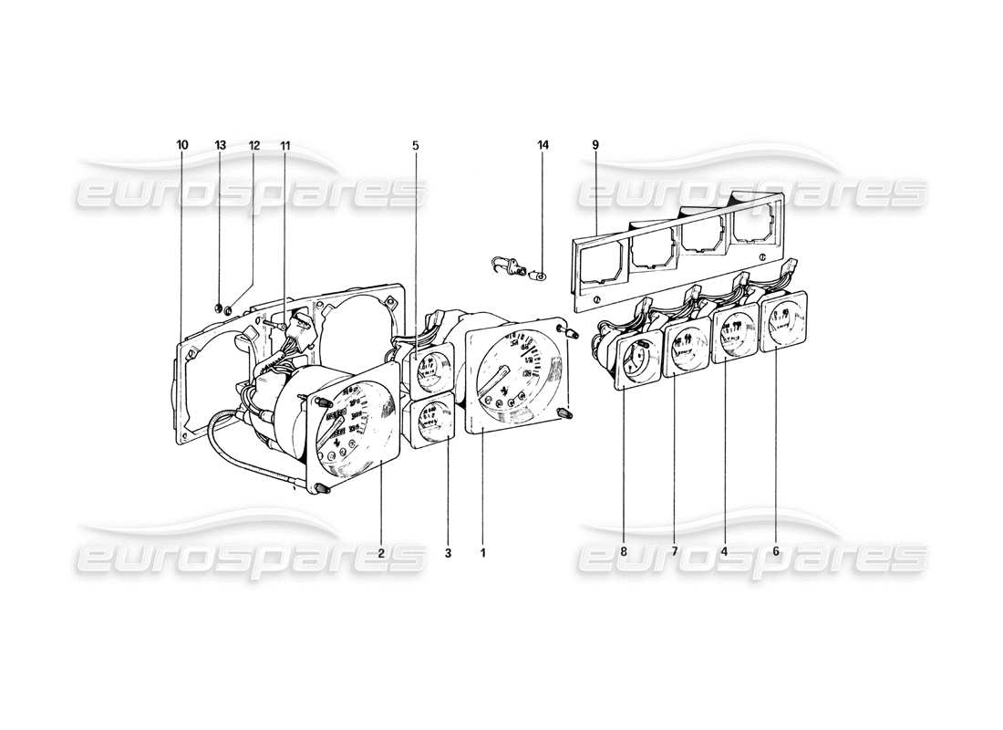 ferrari 365 gt4 2+2 coachwork instrumente teilediagramm