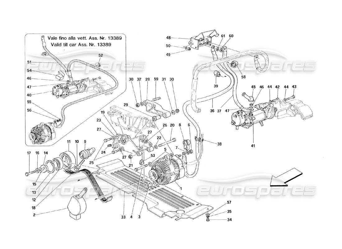 ferrari 348 (1993) tb / ts stromgenerator - teilediagramm anlasser