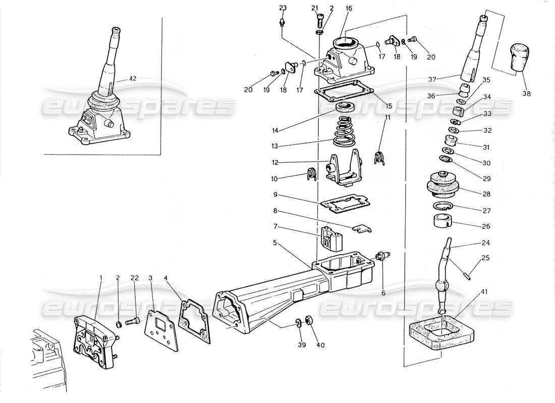 maserati 228 getriebe - teilediagramm für externe steuerungen