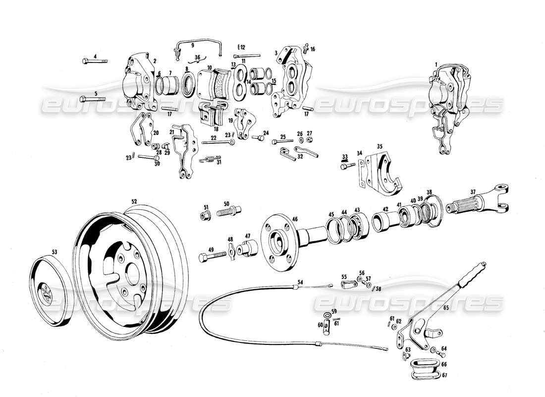 maserati mexico hinterräder und bremsen teilediagramm