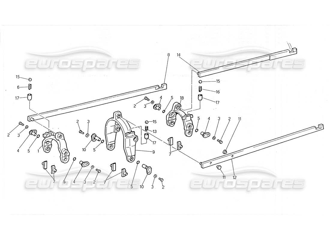 maserati 228 getriebe - teilediagramm der inneren bedienelemente