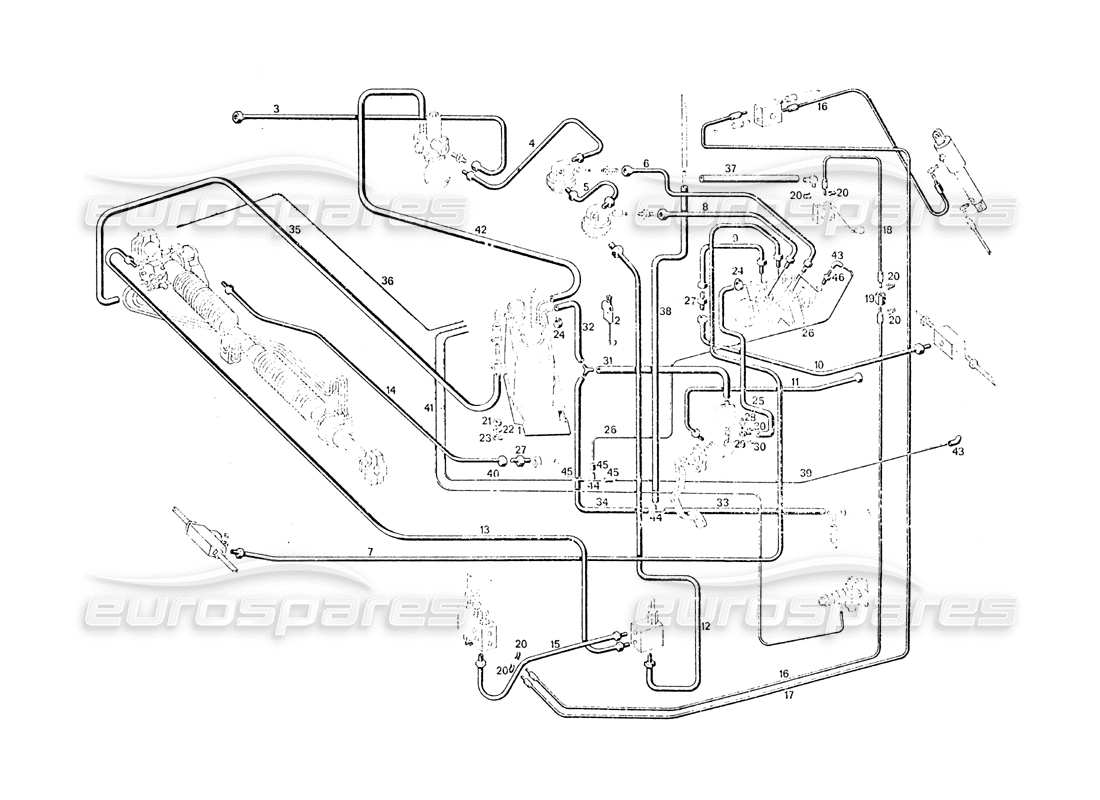 maserati khamsin bremssystem ringlenkung teilediagramm