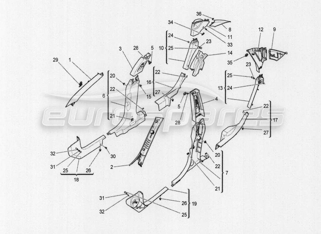 maserati qtp. v8 3.8 530bhp auto 2015 rücksitze: mechanik und elektronik teilediagramm