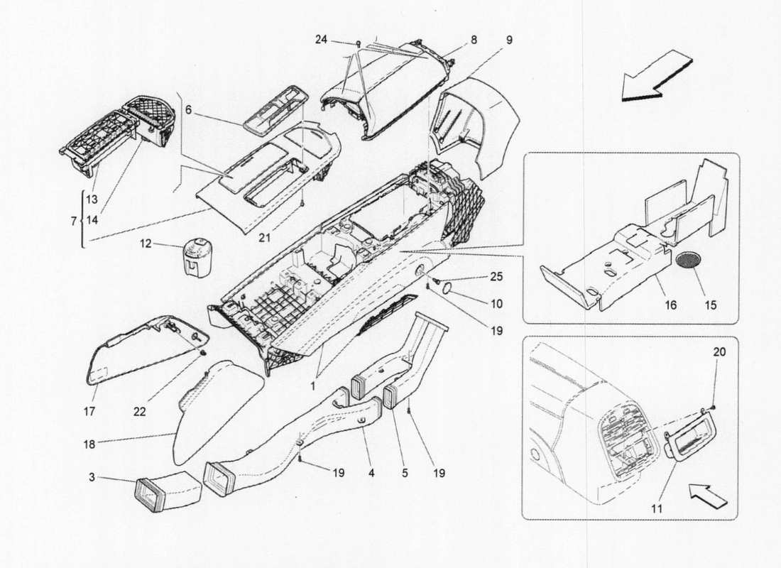 maserati qtp. v6 3.0 bt 410bhp 2015 mittelkonsole teilediagramm