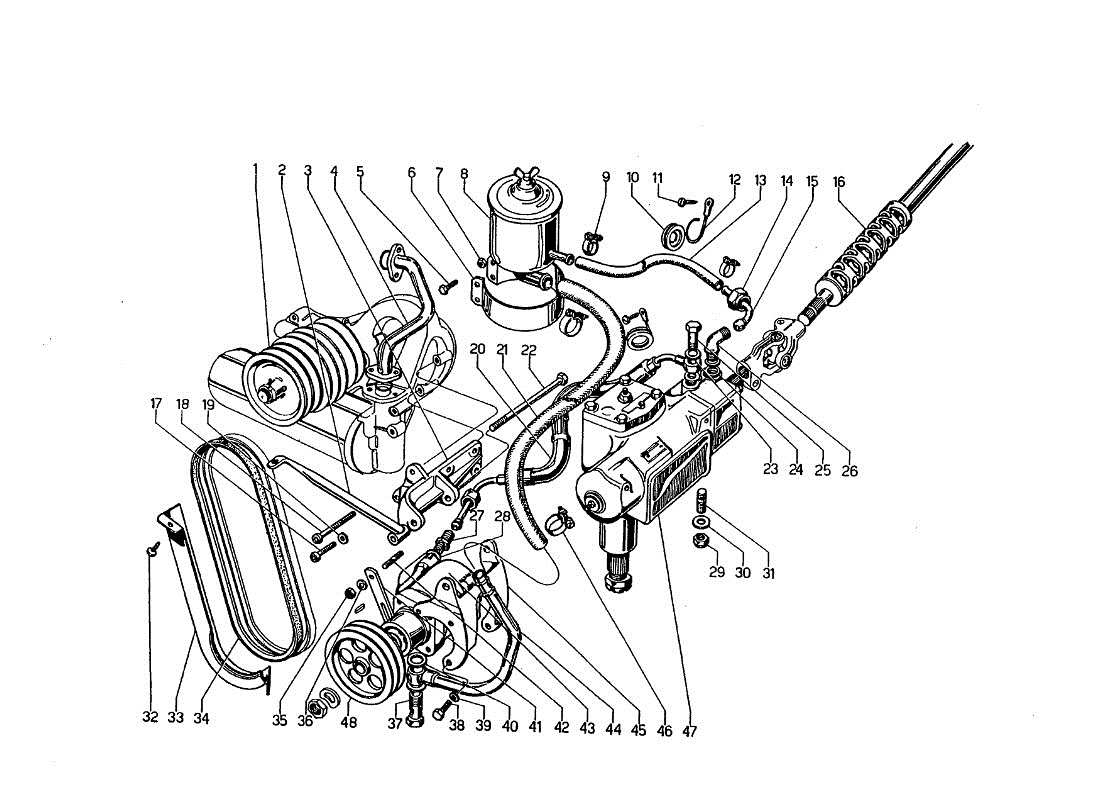 lamborghini jarama hydraulische führung teilediagramm