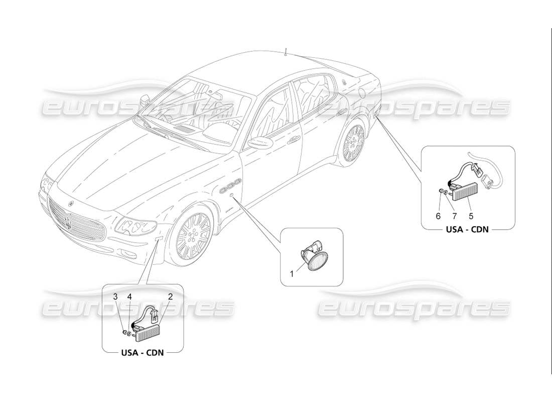 maserati qtp. (2006) 4.2 f1 seitenleuchtengruppen ersatzteildiagramm