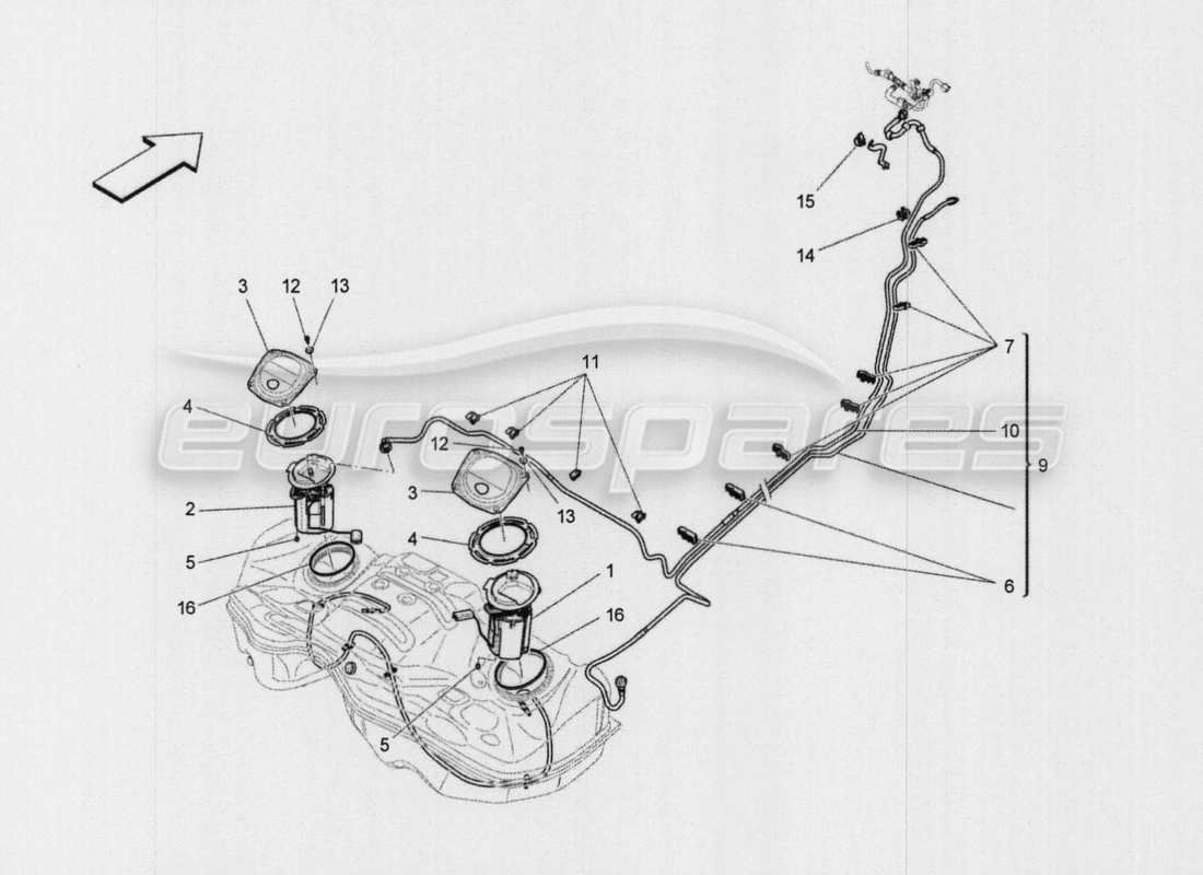 maserati qtp. v8 3.8 530bhp auto 2015 kraftstoffpumpen und anschlussleitungen ersatzteildiagramm