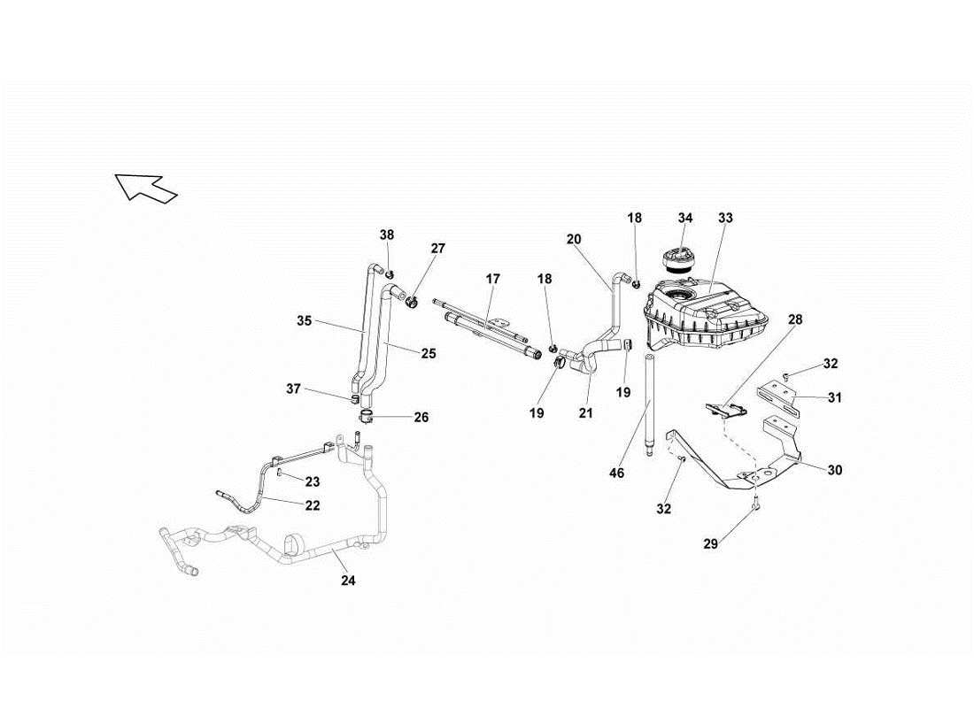 lamborghini gallardo lp570-4s perform teilediagramm des wasserkühlsystems