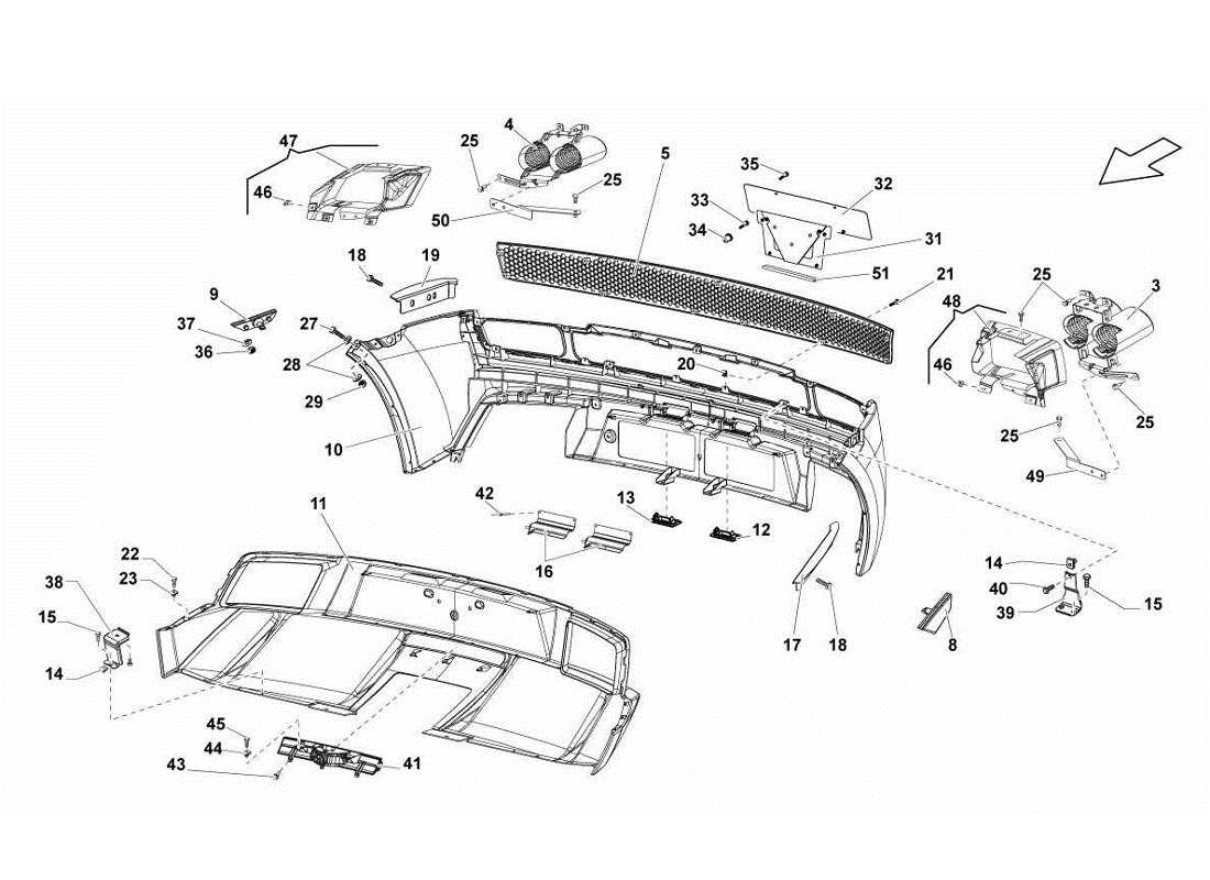 lamborghini gallardo lp560-4s update teilediagramm für hintere stoßstangen