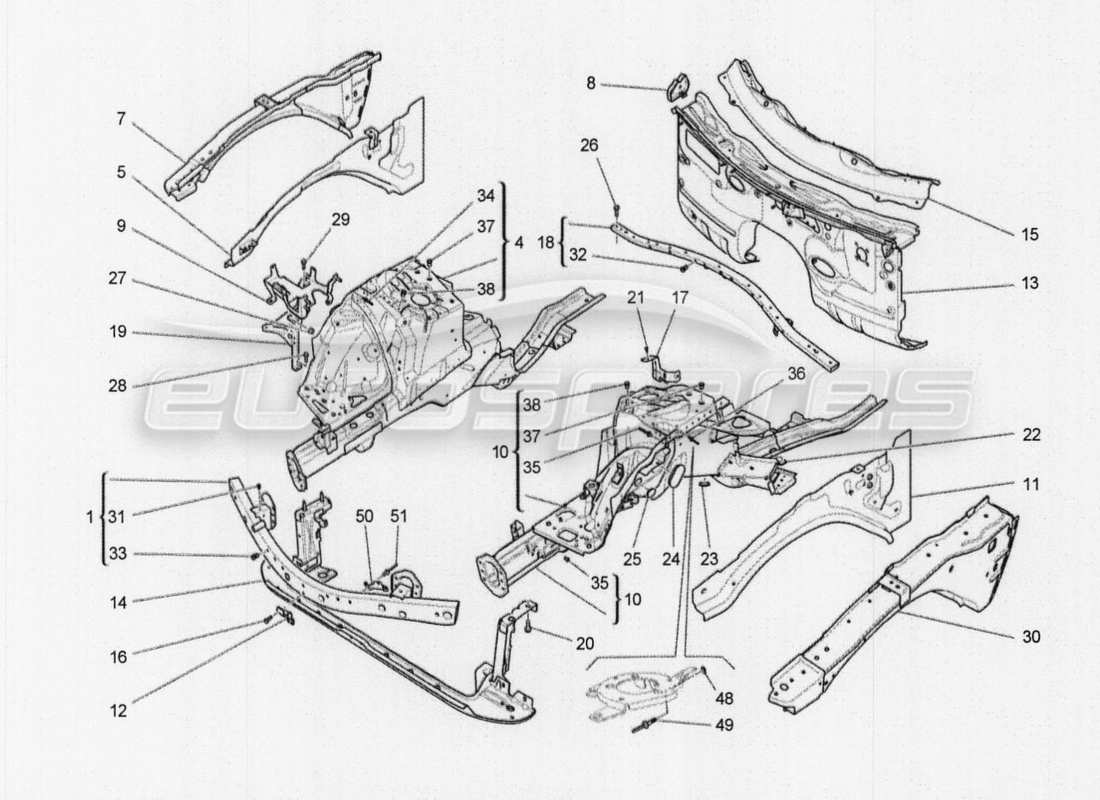 maserati qtp. v8 3.8 530bhp auto 2015 frontstoßstange teilediagramm