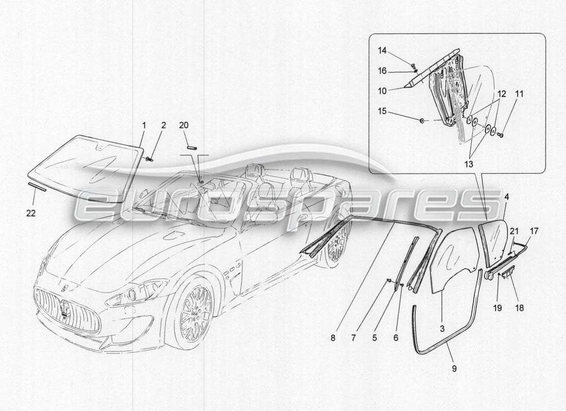 maserati grancabrio mc centenario teilediagramm für fenster und fensterleisten
