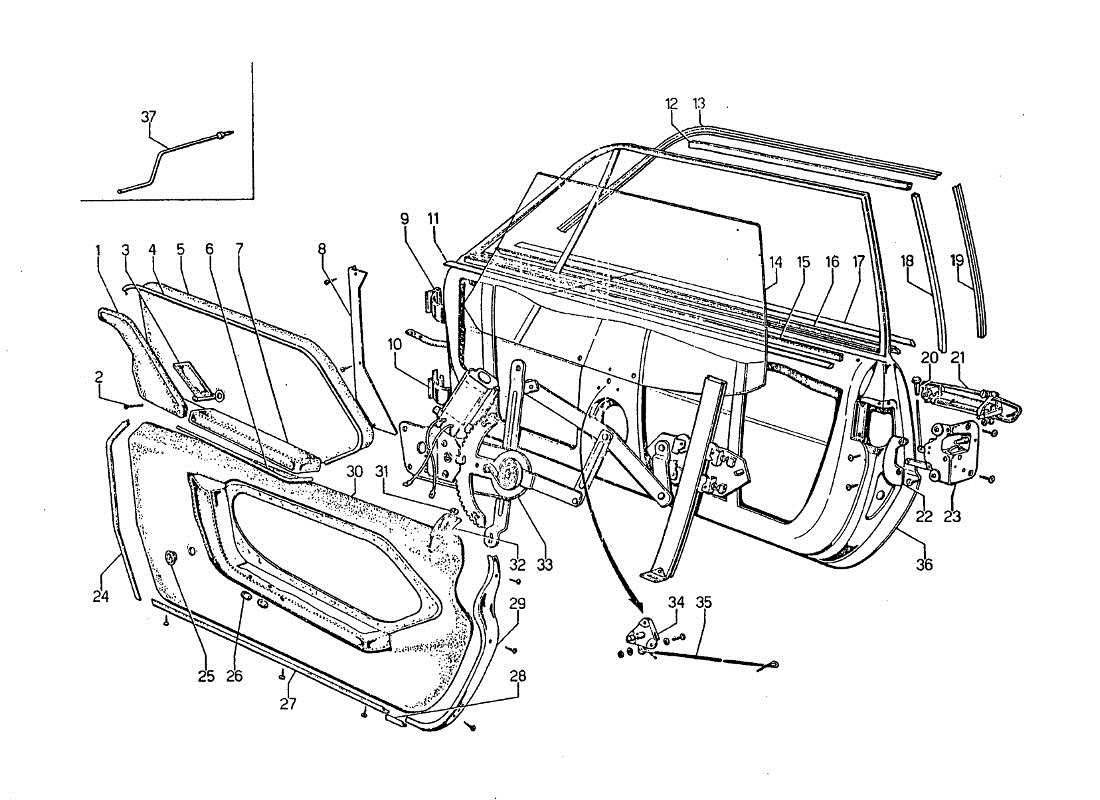 lamborghini jarama porte e cristali teilediagramm