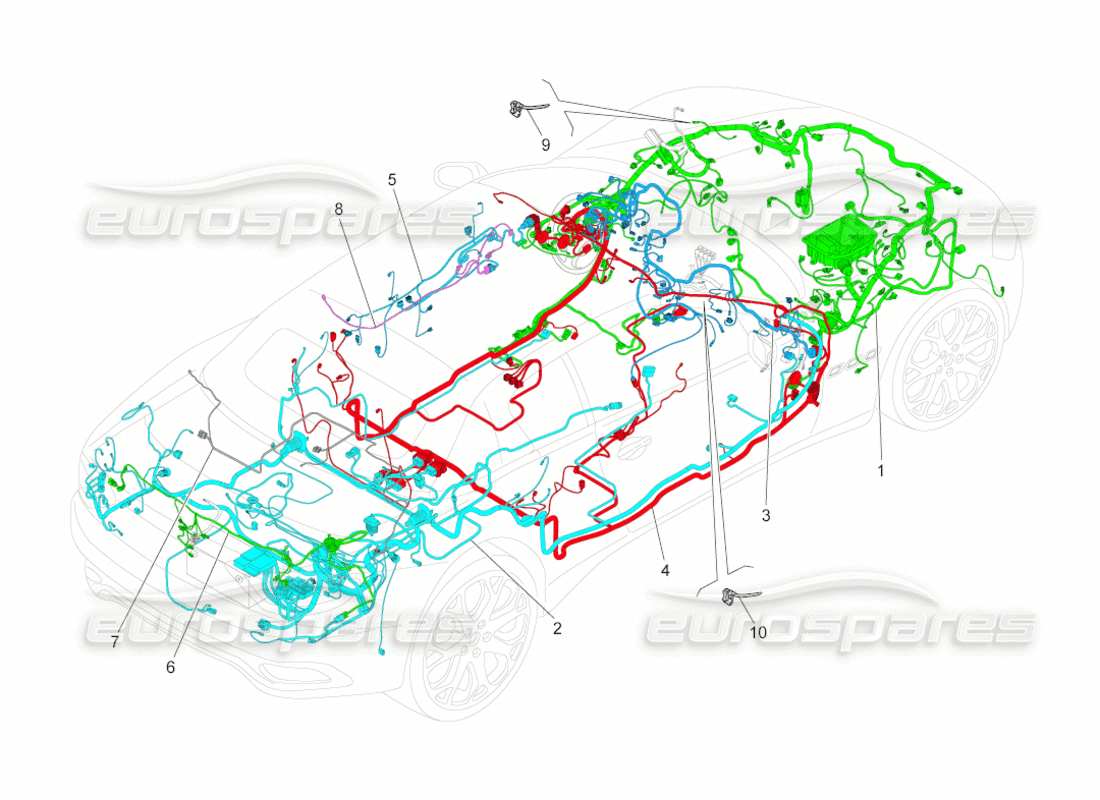 maserati grancabrio (2010) 4.7 hauptverkabelung teilediagramm