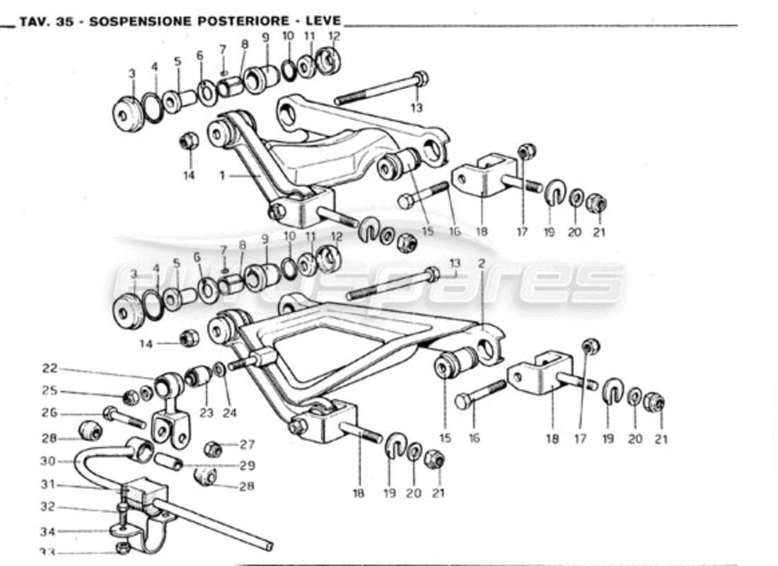 ferrari 246 gt series 1 hinterradaufhängung - dreieckslenker-teilediagramm