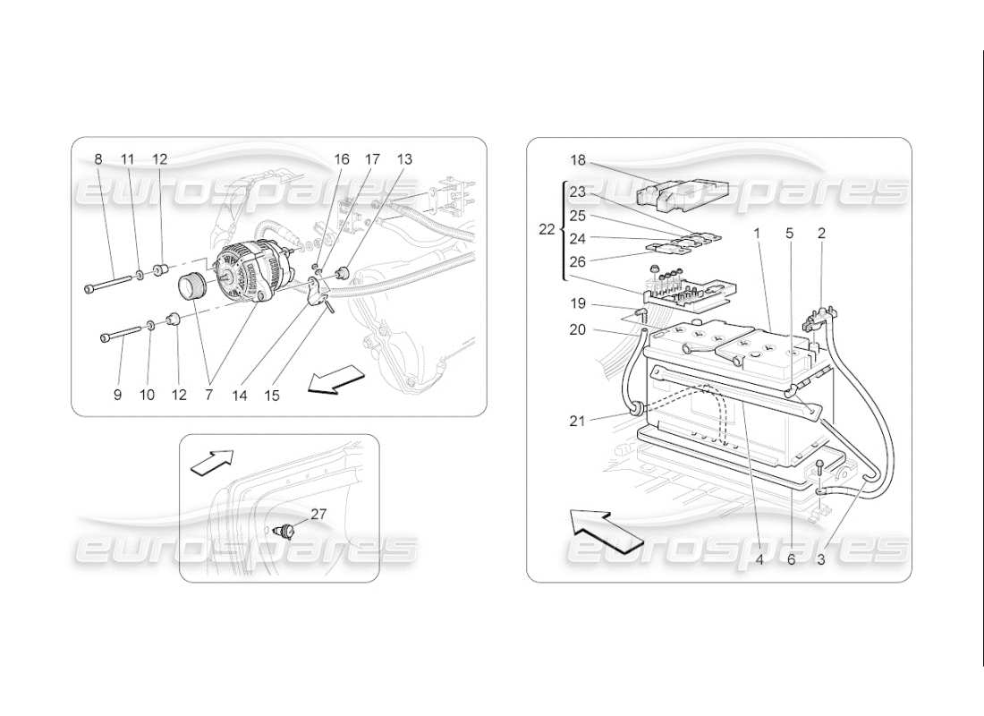 maserati qtp. (2007) 4.2 f1 energiegeneration und -speicherung teilediagramm