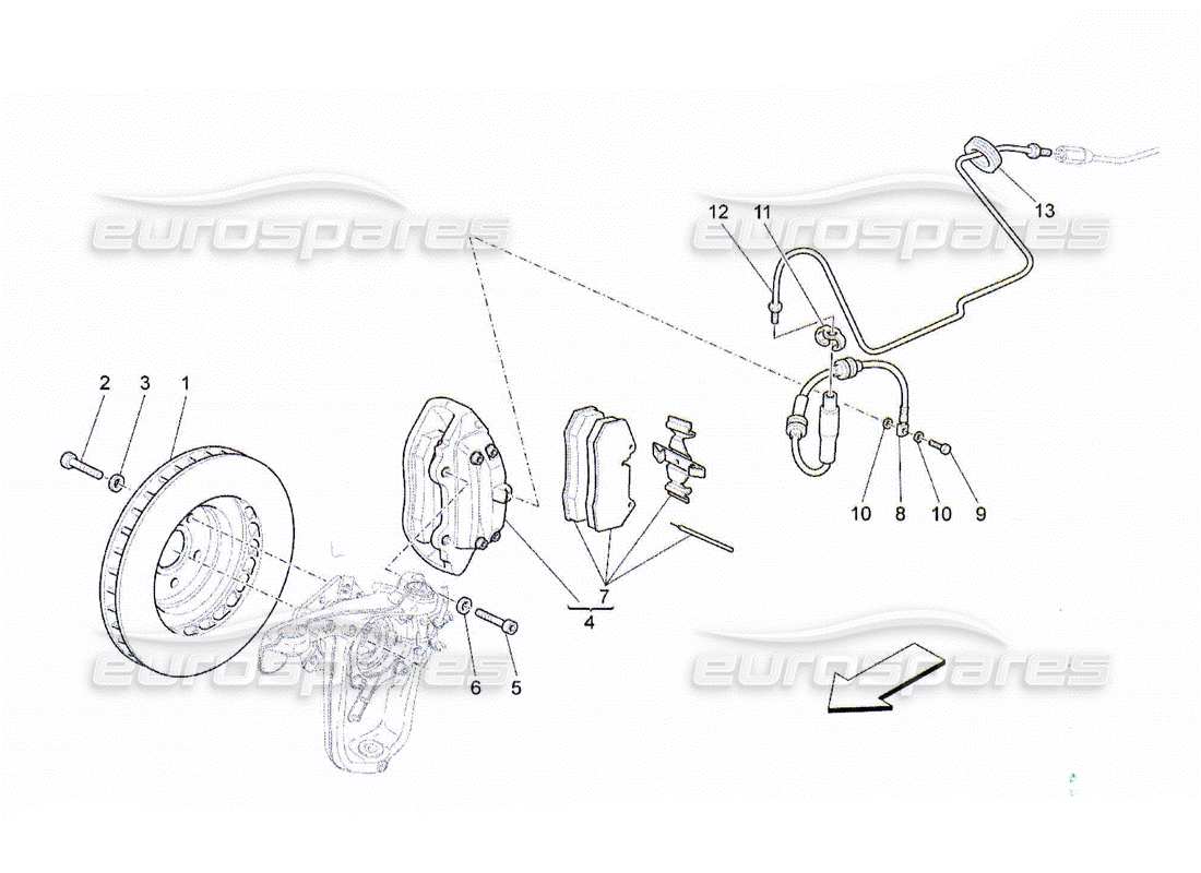 maserati qtp. (2010) 4.2 bremsvorrichtungen an vorderrädern teilediagramm