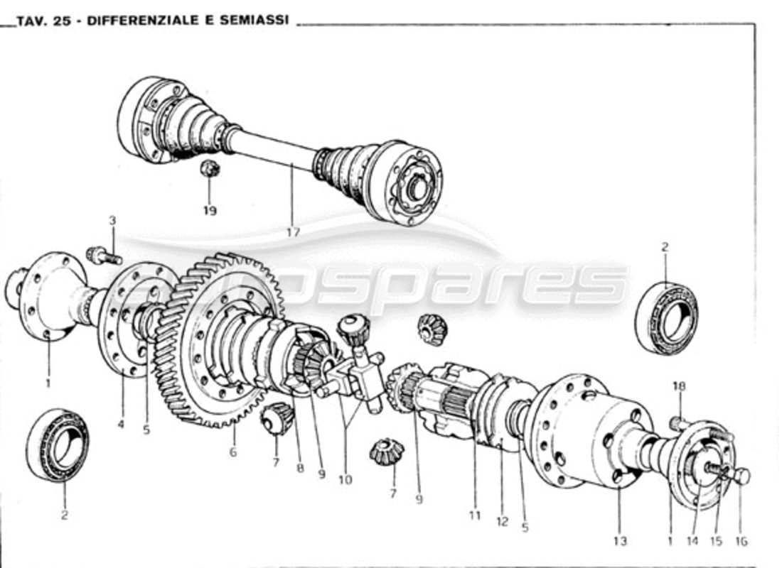 ferrari 246 gt series 1 differential- und achswellen teilediagramm