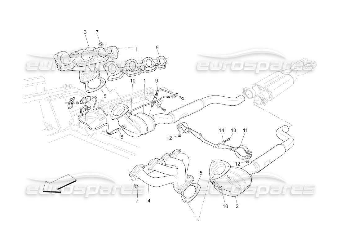maserati qtp. (2010) 4.2 auto vorkatalysatoren und katalysatoren teilediagramm