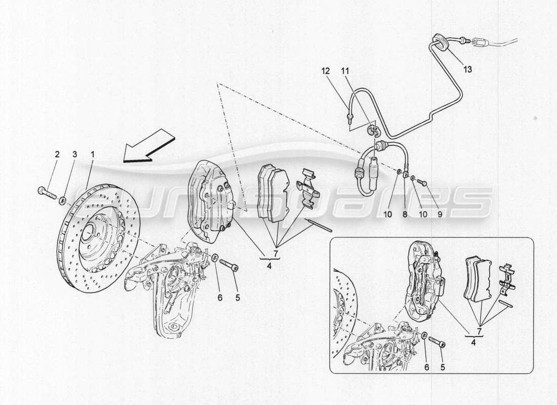 maserati granturismo special edition bremsvorrichtungen an den vorderrädern ersatzteildiagramm