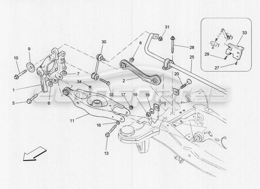 maserati qtp. v8 3.8 530bhp 2014 auto hinterradaufhängung teilediagramm