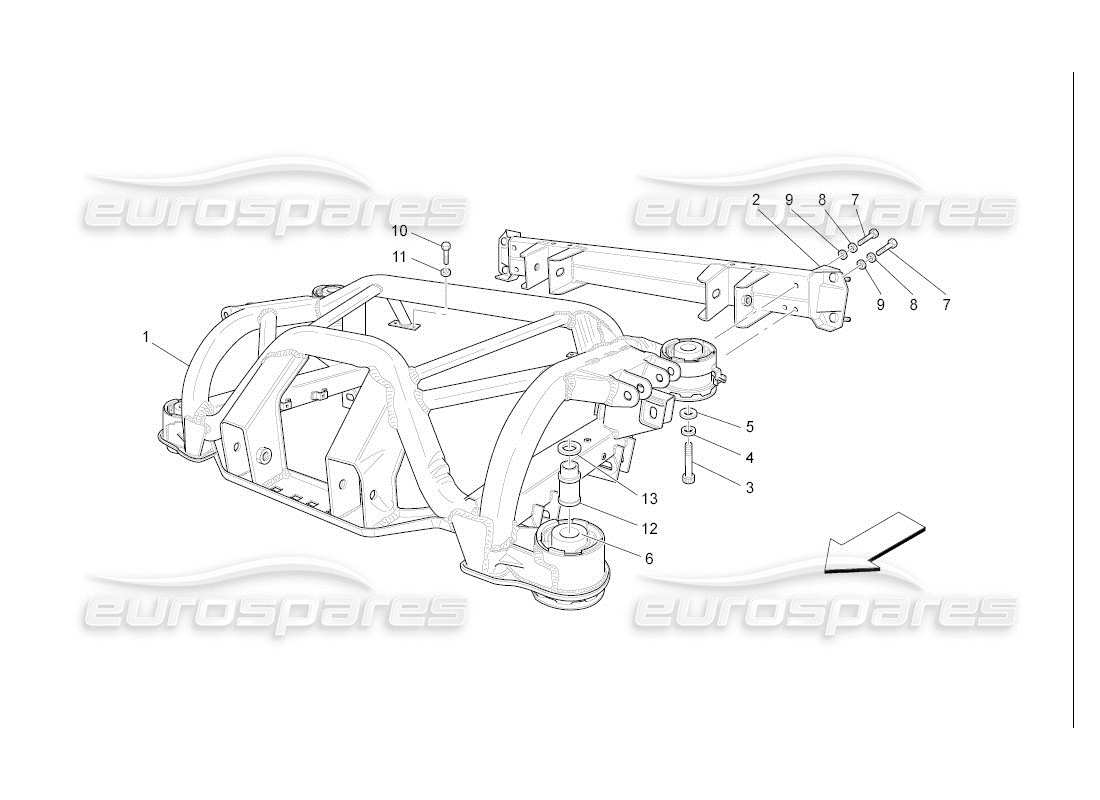 maserati qtp. (2007) 4.2 auto hinteres fahrgestell teilediagramm