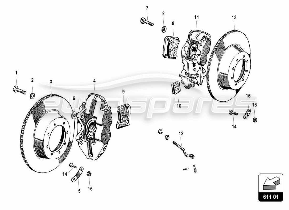 lamborghini miura p400s bremssystem teilediagramm