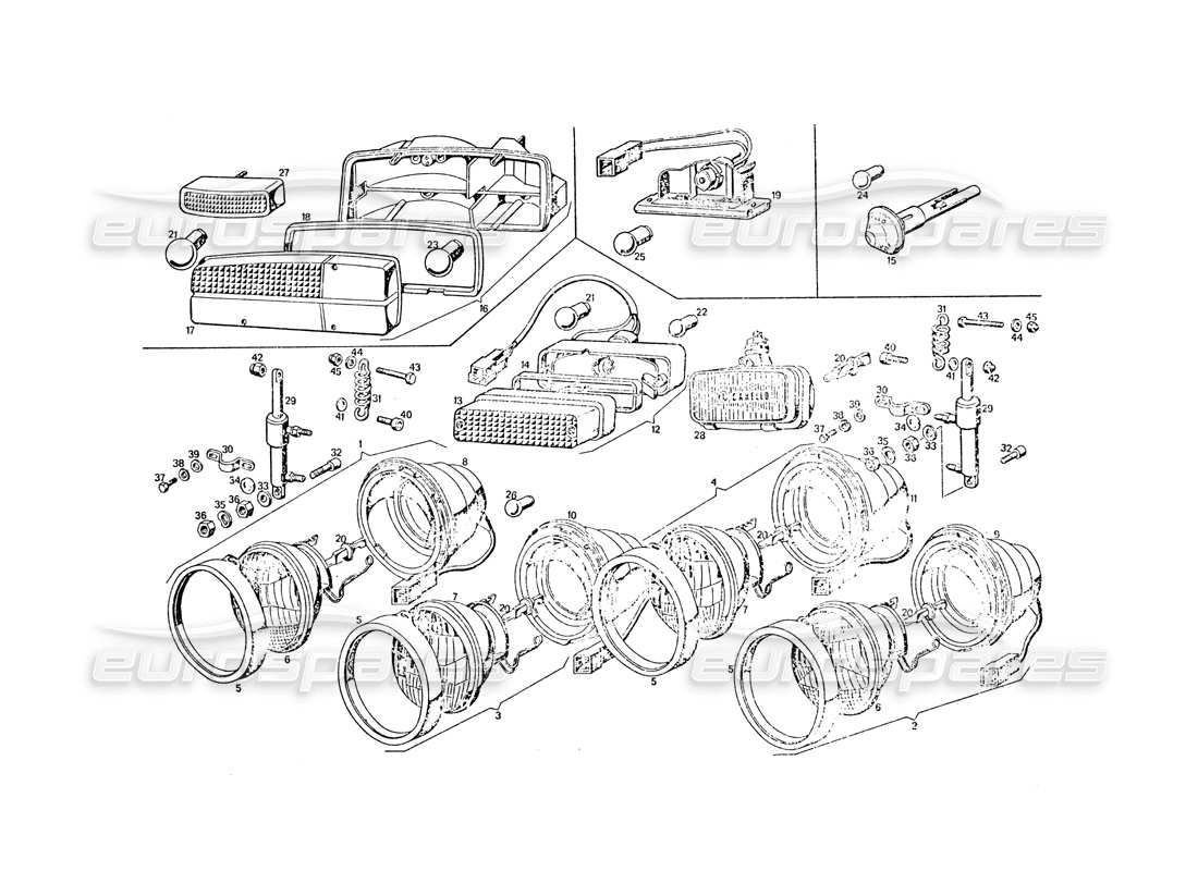 maserati khamsin beleuchtung teilediagramm