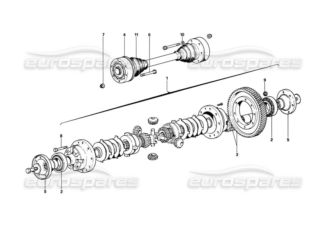 ferrari 308 gtb (1980) teilediagramm für differential und achswellen