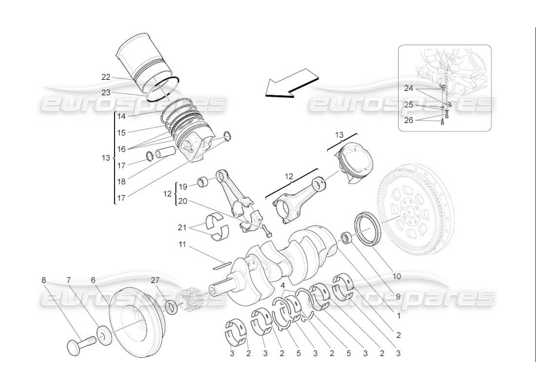 maserati qtp. (2007) 4.2 f1 kurbelmechanismus teilediagramm