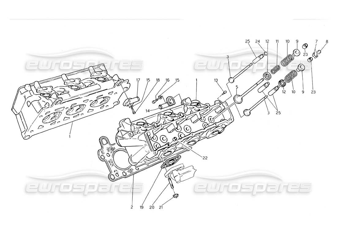 maserati 228 zylinderkopf-teilediagramm