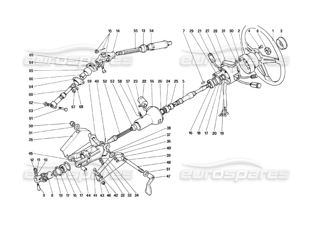 ferrari mondial 8 (1981) lenksäulen-teilediagramm