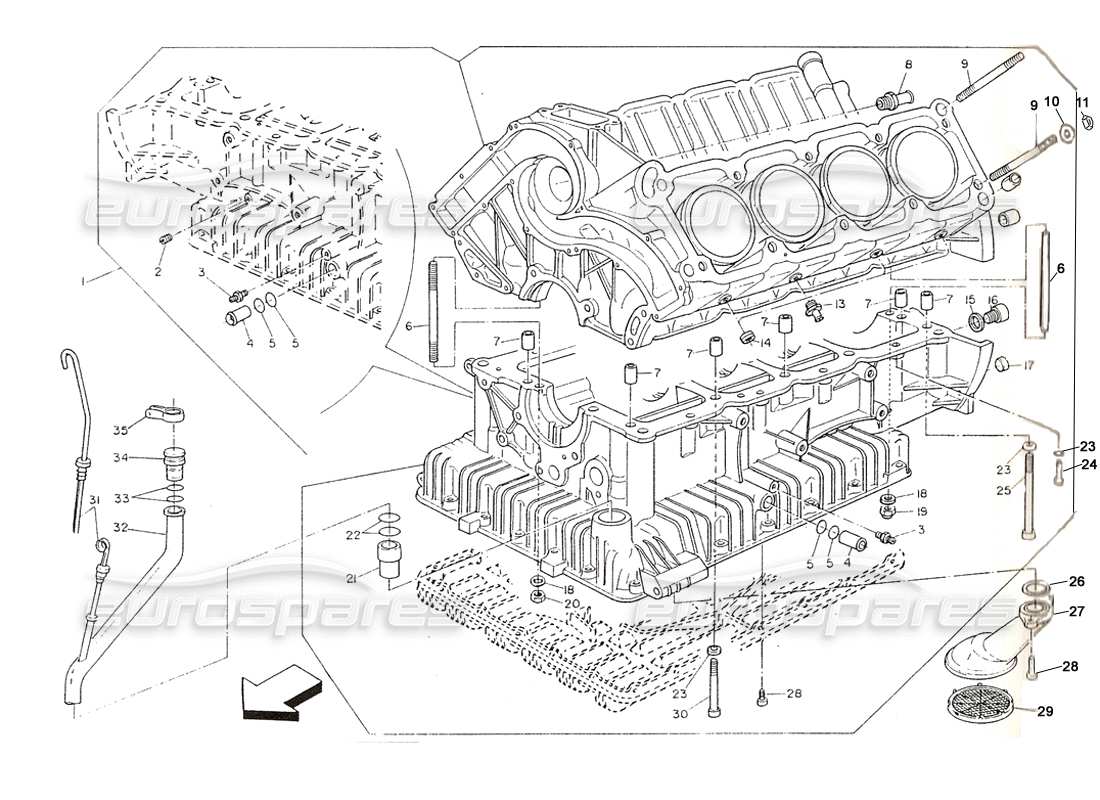 maserati shamal zylinderblock (zum motor 700279) teilediagramm