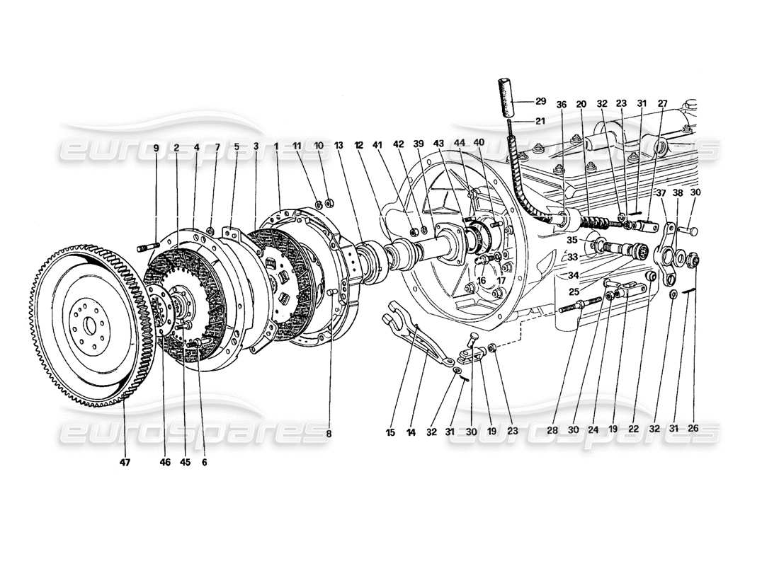 ferrari 412 (mechanical) kupplungssystem und -steuerung - 412 m. (von auto nr. 7005) teilediagramm