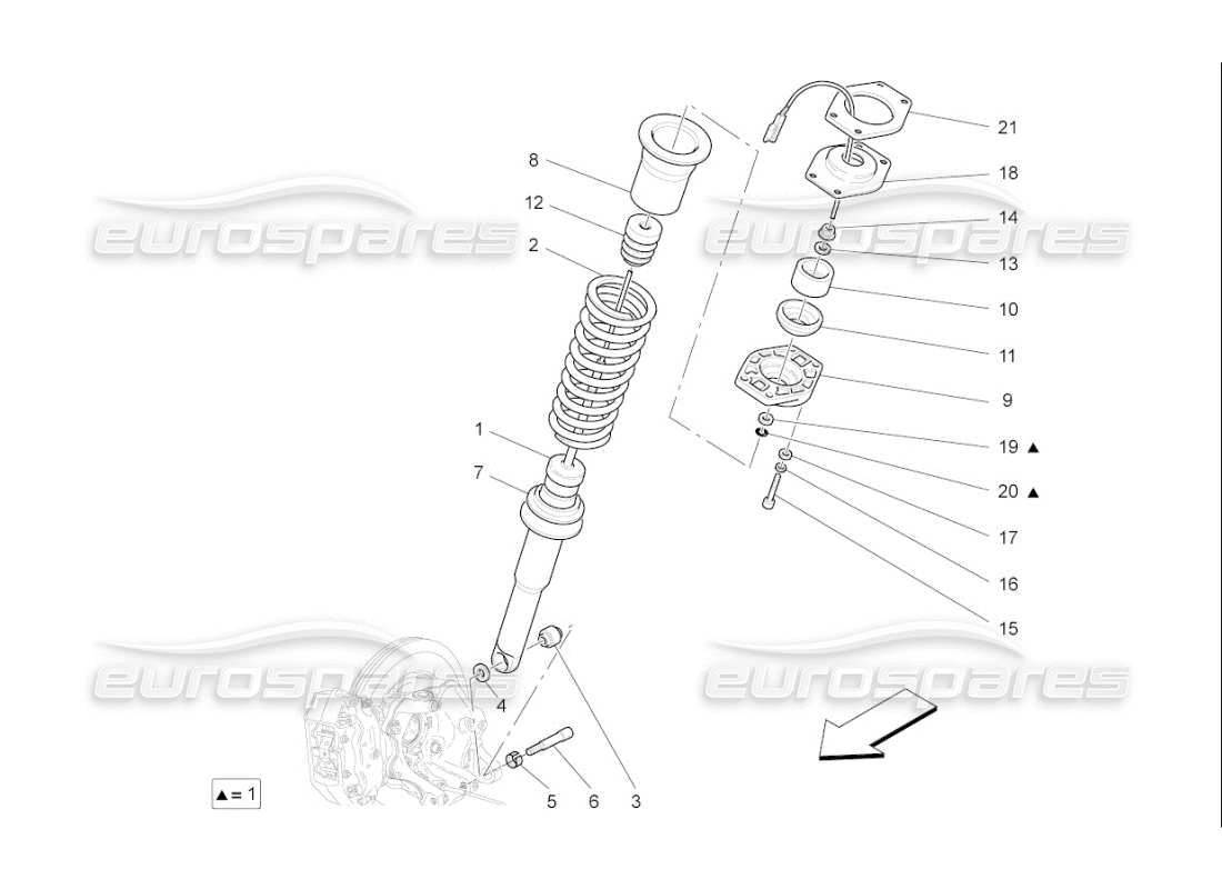 maserati qtp. (2009) 4.2 auto hintere stossdämpfergeräte teilediagramm