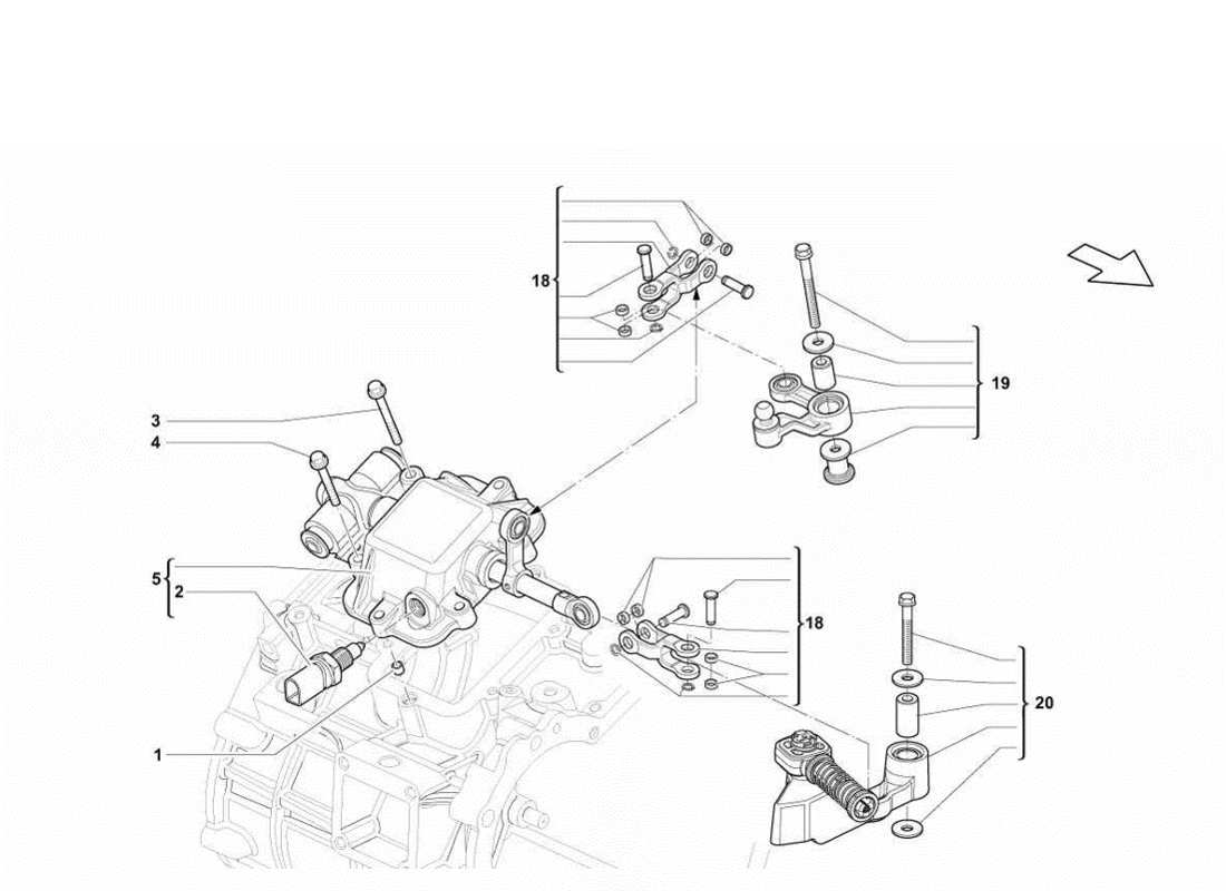 lamborghini gallardo lp570-4s perform teilediagramm für mechanische betätigung