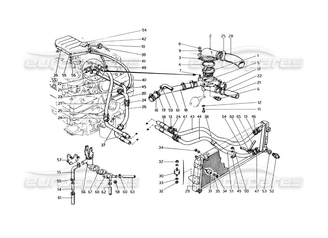 ferrari 365 gt4 berlinetta boxer kühlsystem (ab wagen nr. 17847) teilediagramm