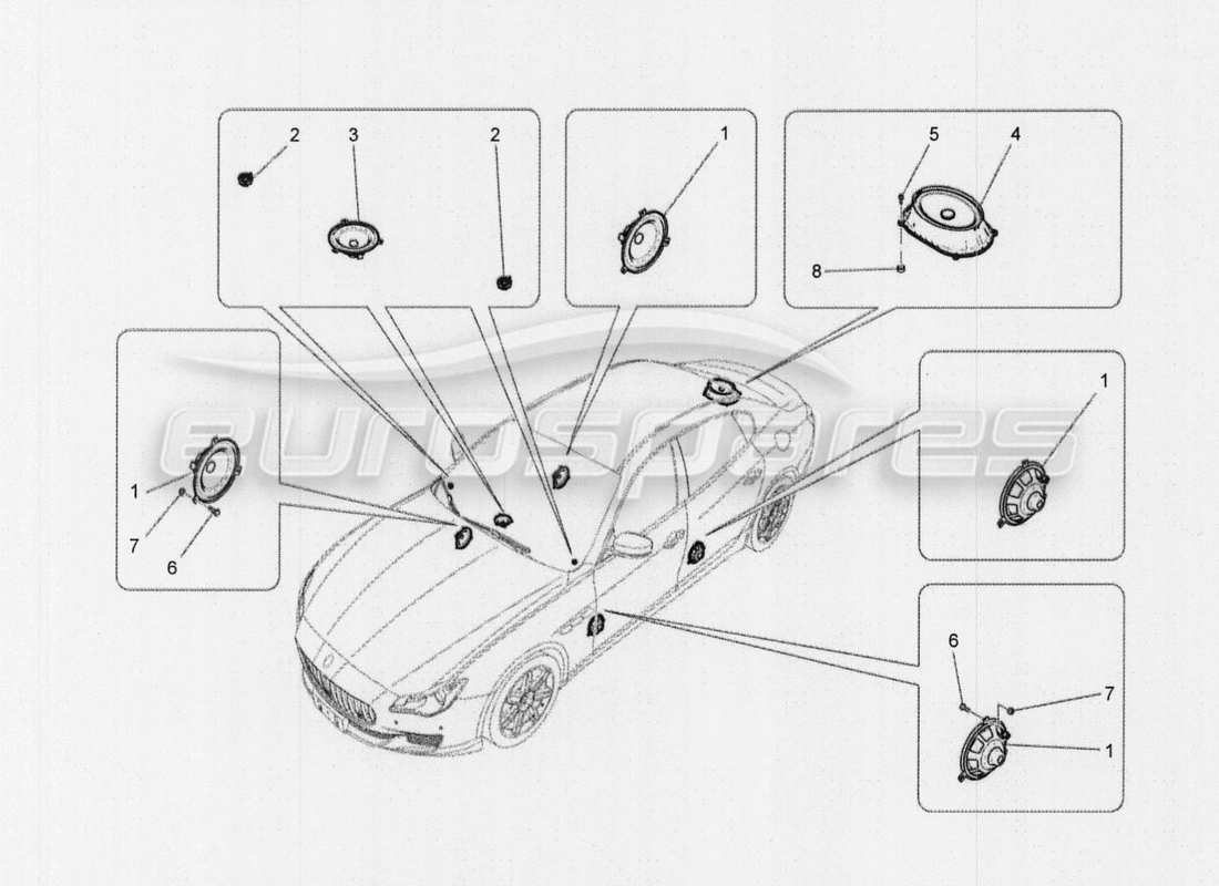 maserati qtp. v8 3.8 530bhp auto 2015 teilediagramm für das schalldiffusionssystem