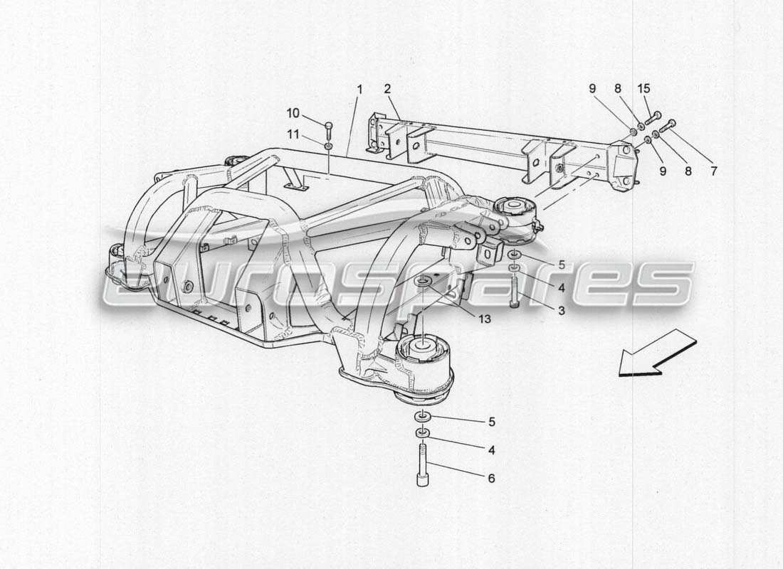 maserati grancabrio mc centenario teilediagramm des hinteren rahmens