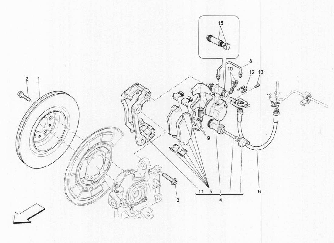 maserati qtp. v6 3.0 bt 410bhp 2015 bremsvorrichtungen an hinterrädern teilediagramm