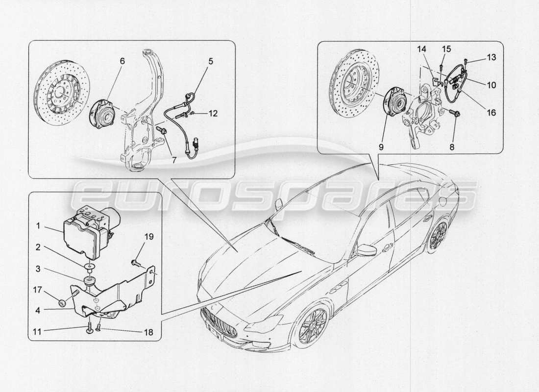 maserati qtp. v8 3.8 530bhp auto 2015 bremssteuersysteme teilediagramm