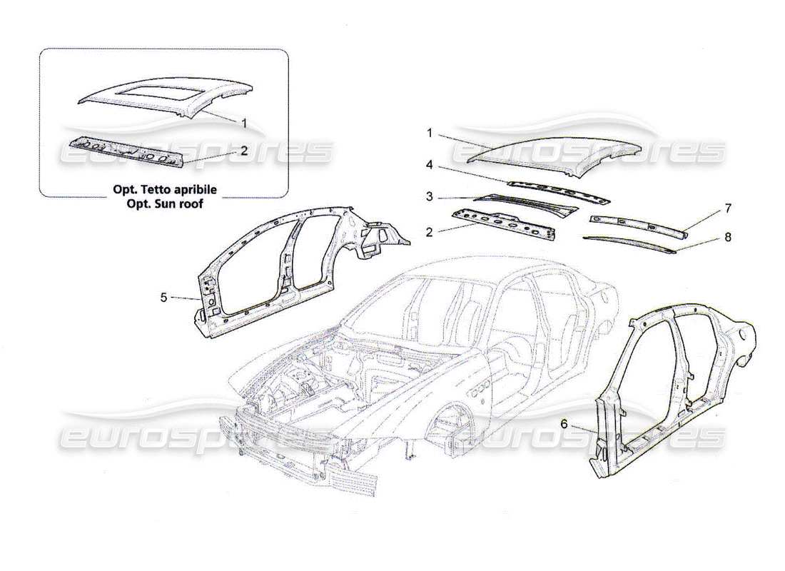 maserati qtp. (2010) 4.2 karosserie und zentrale aussenverkleidungen teilediagramm