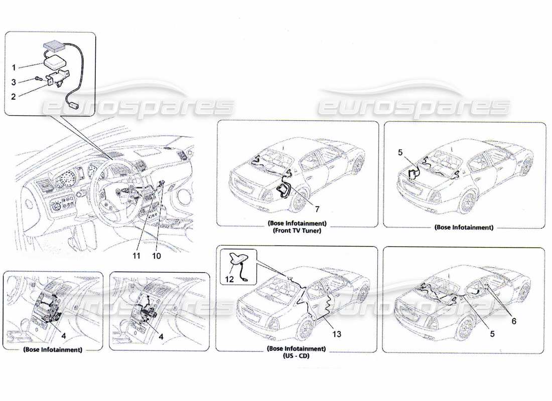 maserati qtp. (2010) 4.7 empfangs- und verbindungssystem teilediagramm