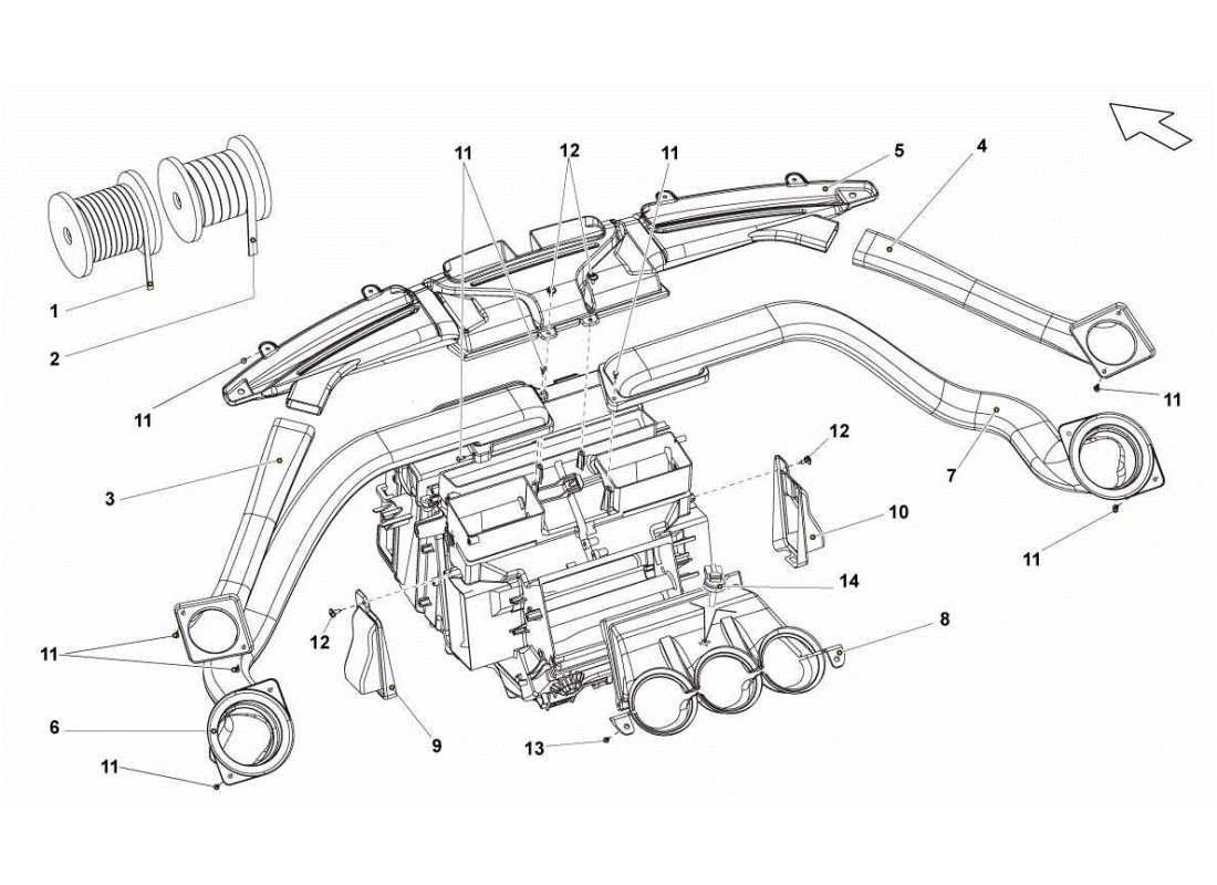 lamborghini gallardo sts ii sc teilediagramm für die luftleitung am armaturenbrett