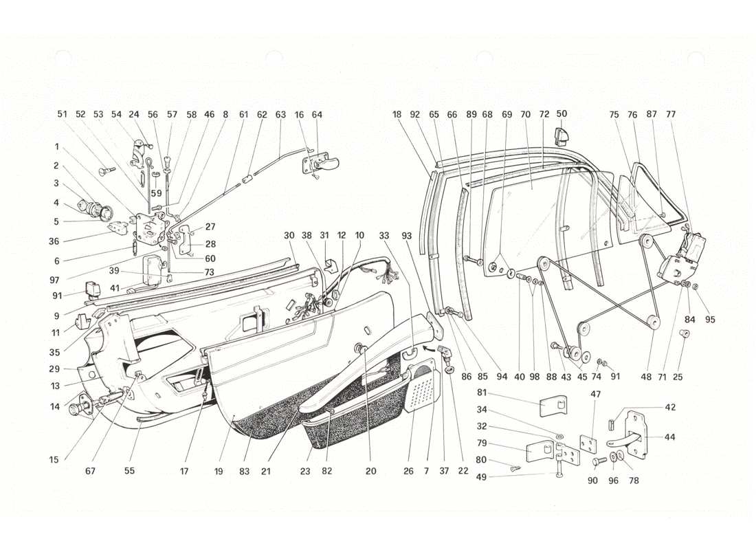 ferrari 208 gtb gts doors-ersatzteildiagramm