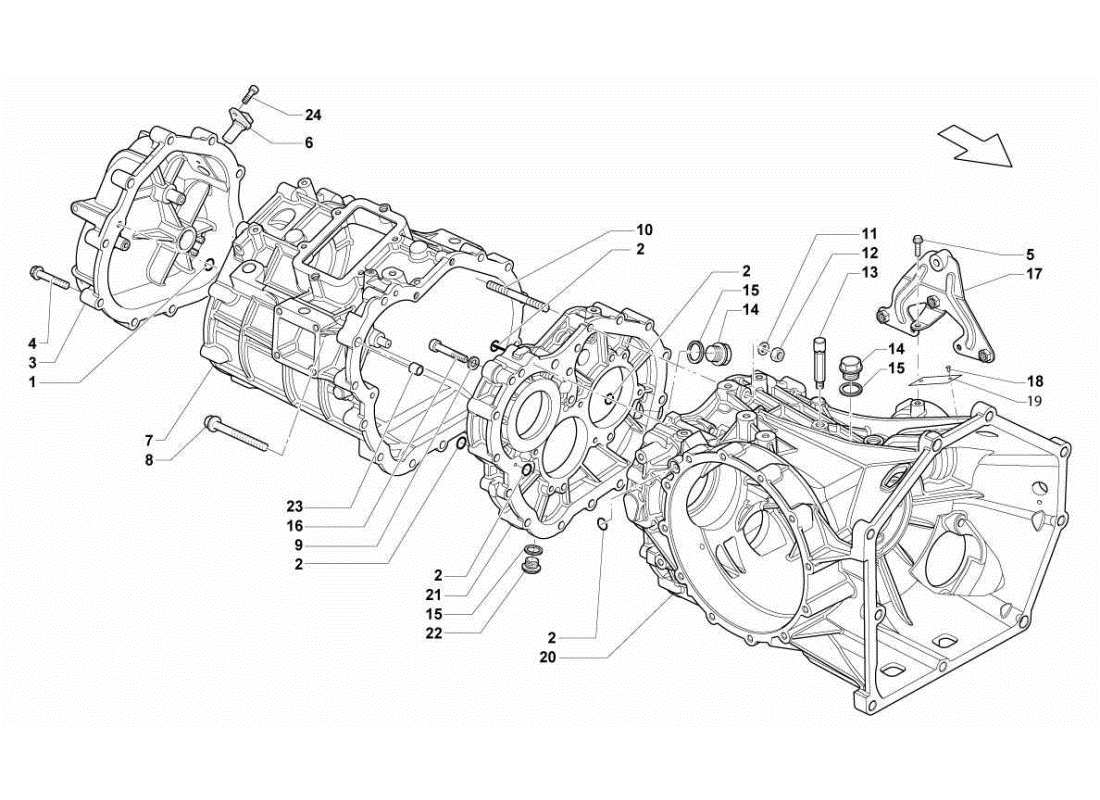 lamborghini gallardo sts ii sc getriebe - teilediagramm des hinteren differentialgehäuses