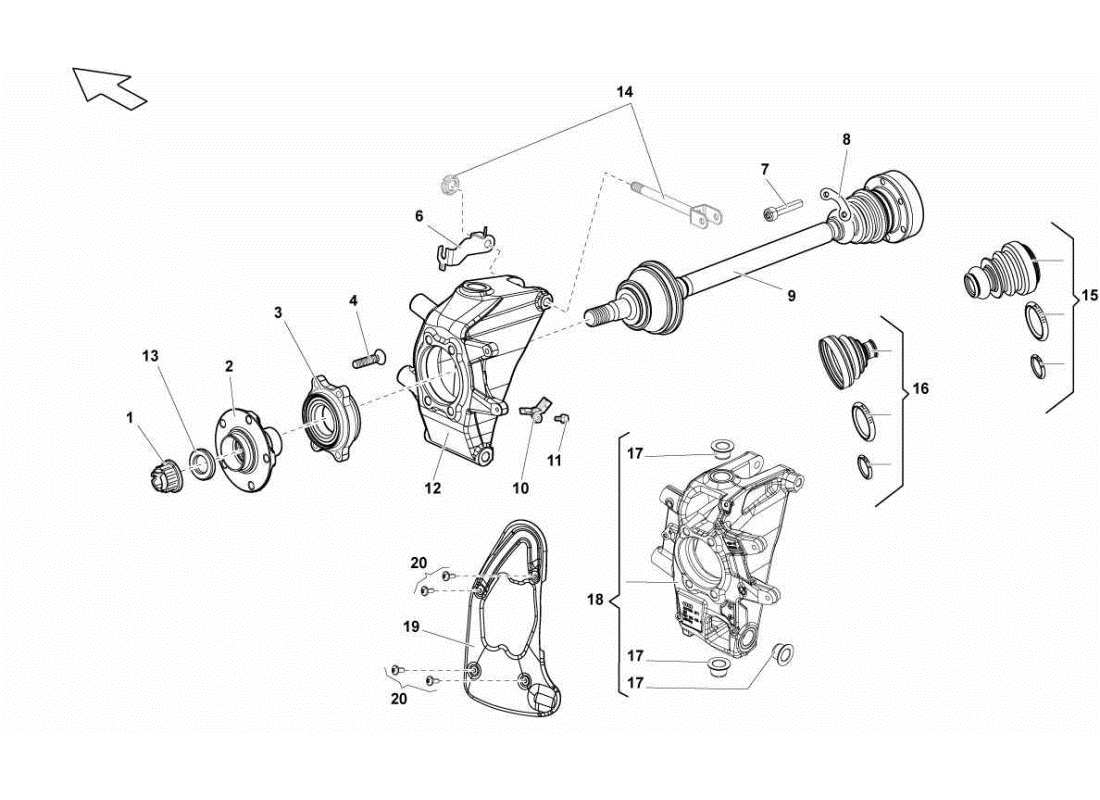 lamborghini gallardo sts ii sc teilediagramm der hinteren antriebswelle