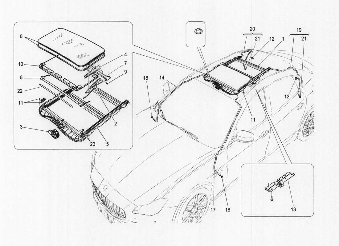 maserati qtp. v6 3.0 bt 410bhp 2wd 2017 schiebedach-teilediagramm